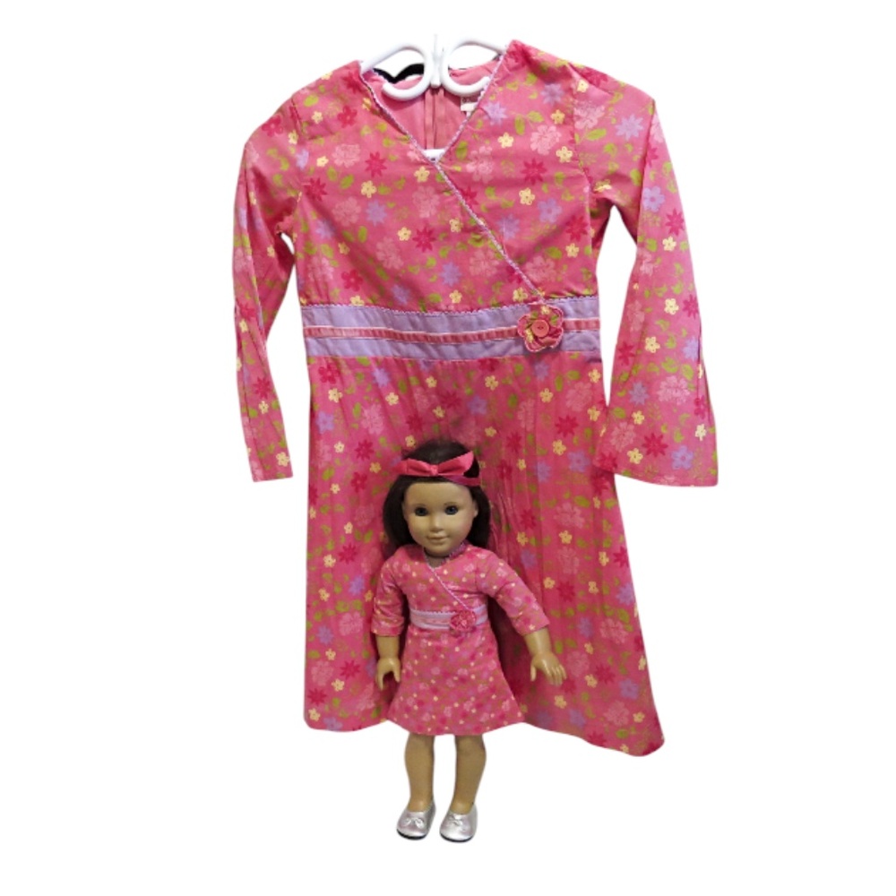 American Girl Doll With Matching Girls Dress in size 12